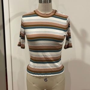 Madewell / Stripe Ribbed Knit Top / Size Small / Tight Fitted